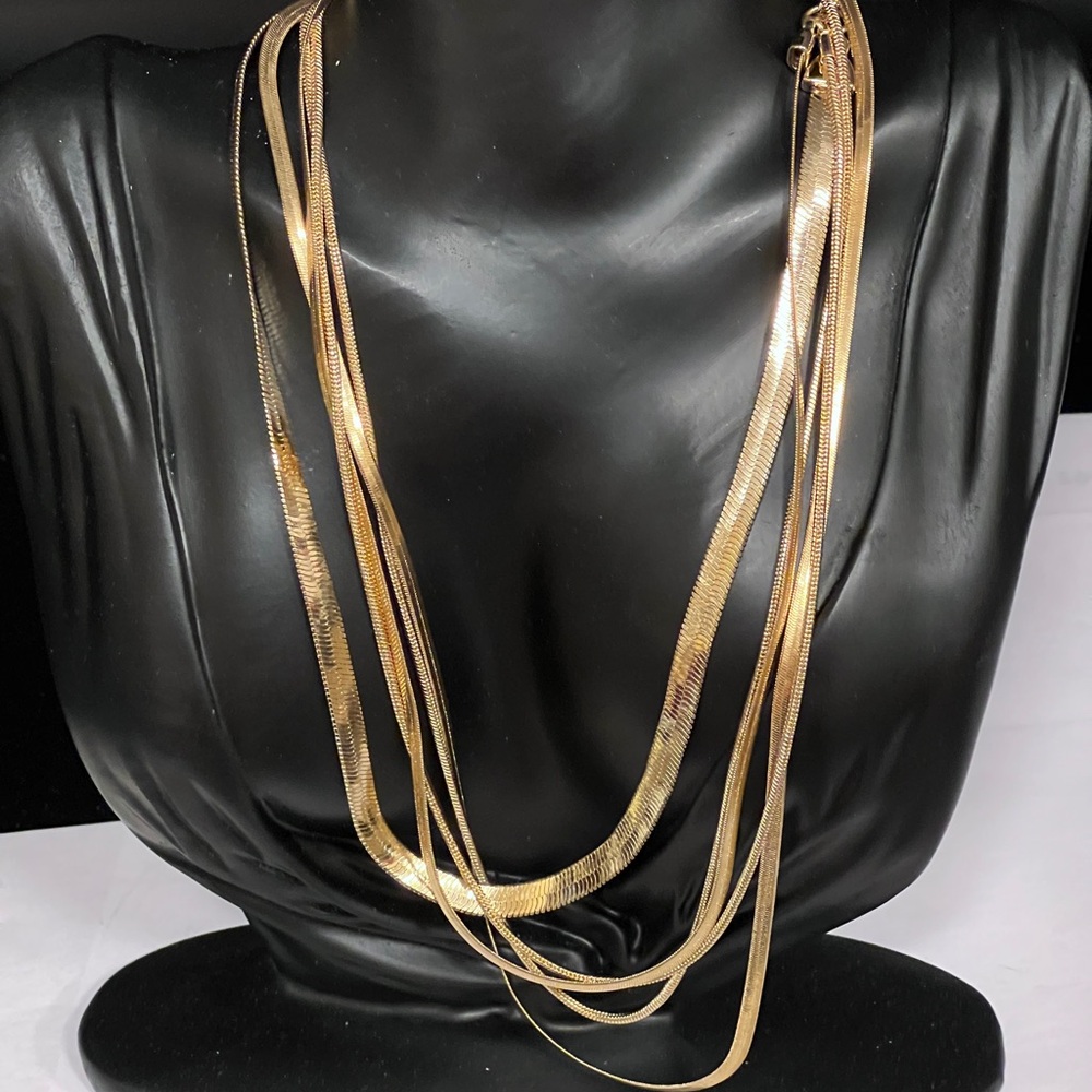 Necklace - 3 strand - gold tone